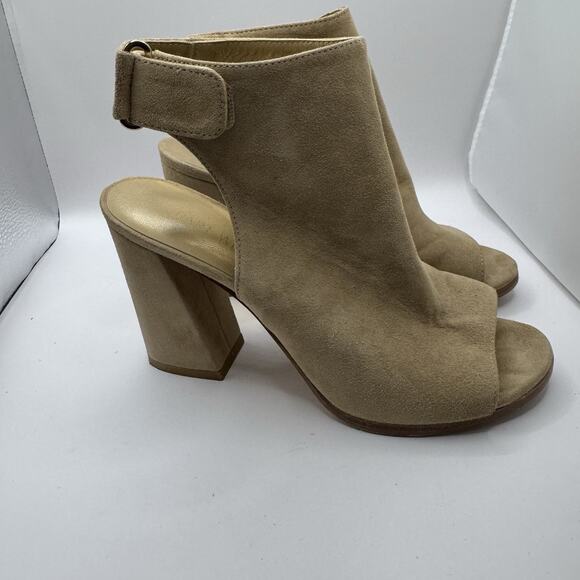 Stuart Weitzman Tan Suede Ankle Booties Chunky High Heels Womens Size 6.5 - Picture 10 of 12
